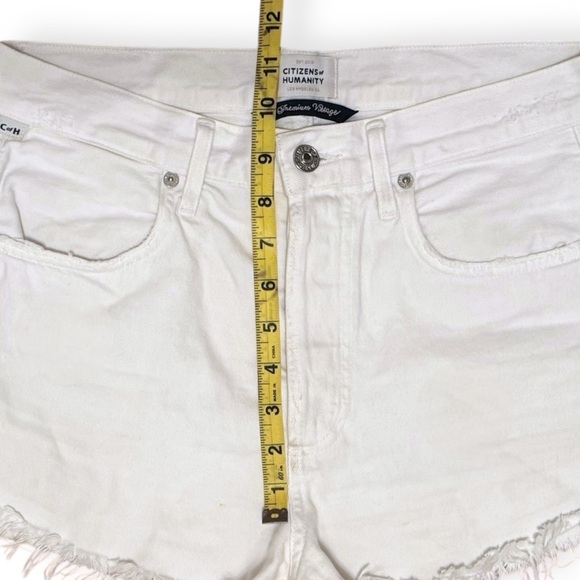 Citizens Of Humanity Annabelle White Denim Shorts Zip High Waist Distressed 25 - Picture 7 of 12